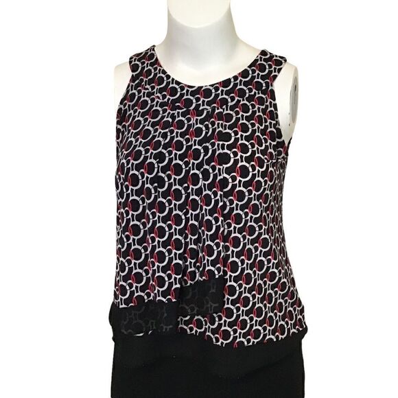 Black with red decorative polyester blouse - Picture 2 of 5